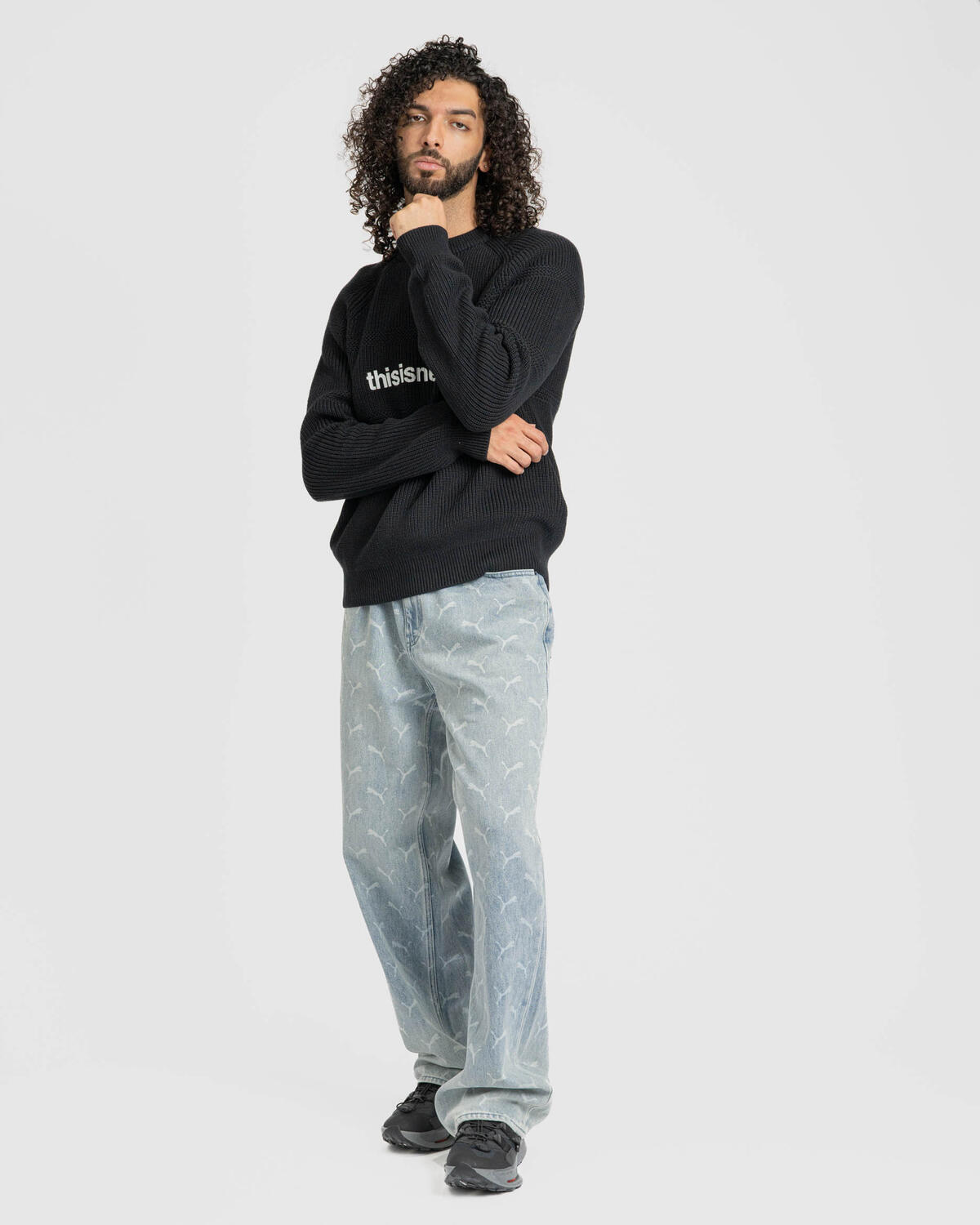 Thisisneverthat T-Logo Knit Sweater | TN253KKNPK01-BLK | AFEW STORE